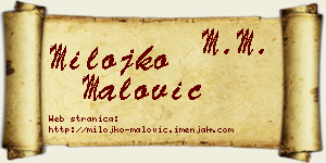Milojko Malović vizit kartica